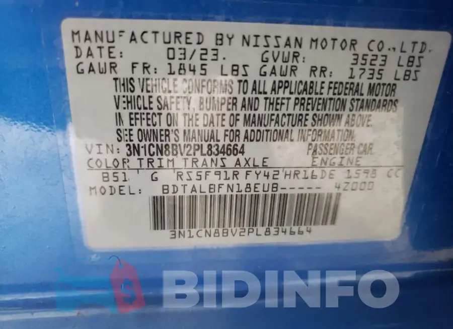 3N1CN8BV2PL834664 Photo# 12