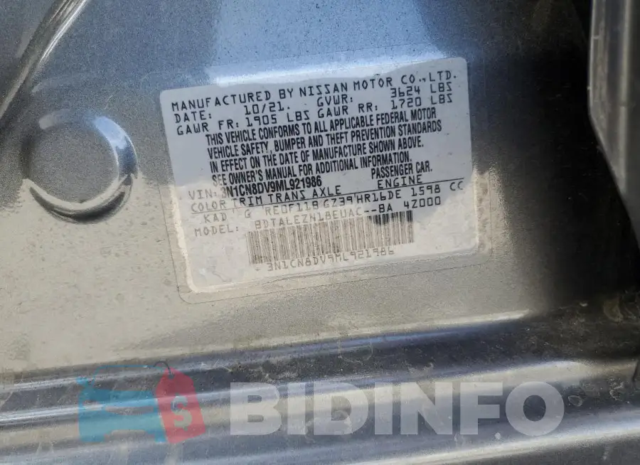 3N1CN8DV9ML921986 Photo# 12