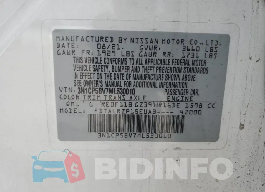 3N1CP5BV7ML530010 Photo# 12