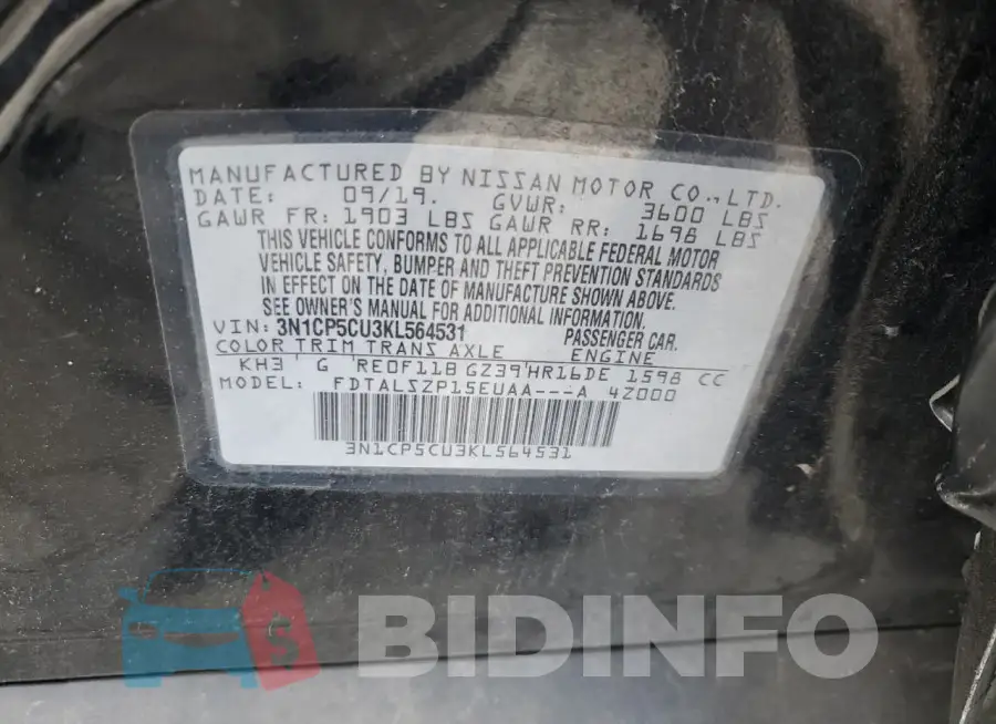 3N1CP5CU3KL564531 Photo# 13
