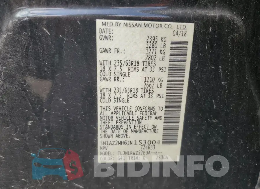 5N1AZ2MH6JN153004 Photo# 13
