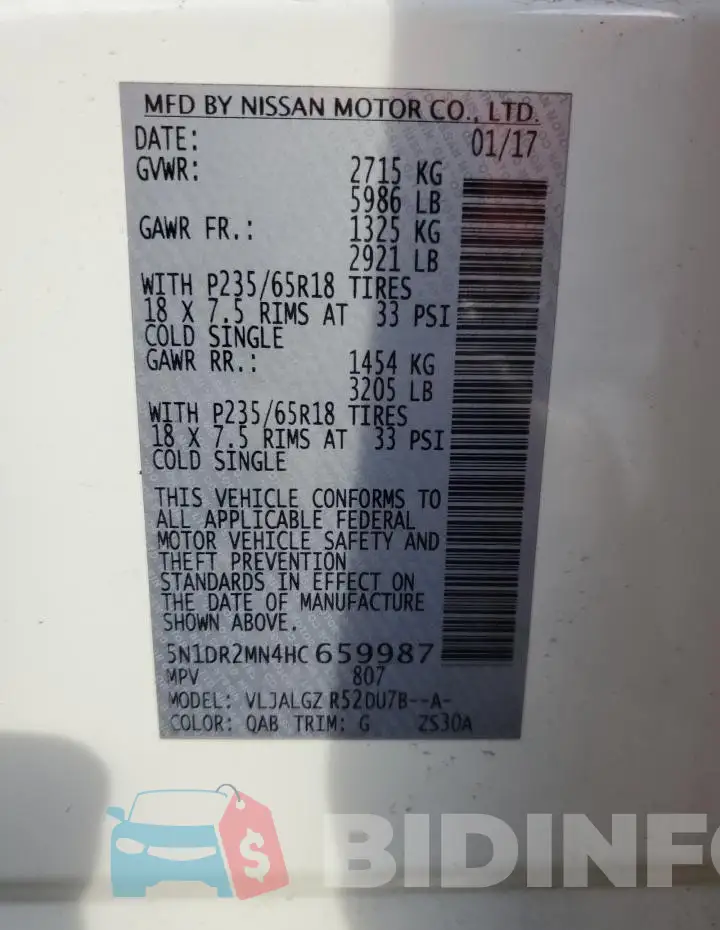 5N1DR2MN4HC659987 Photo# 13
