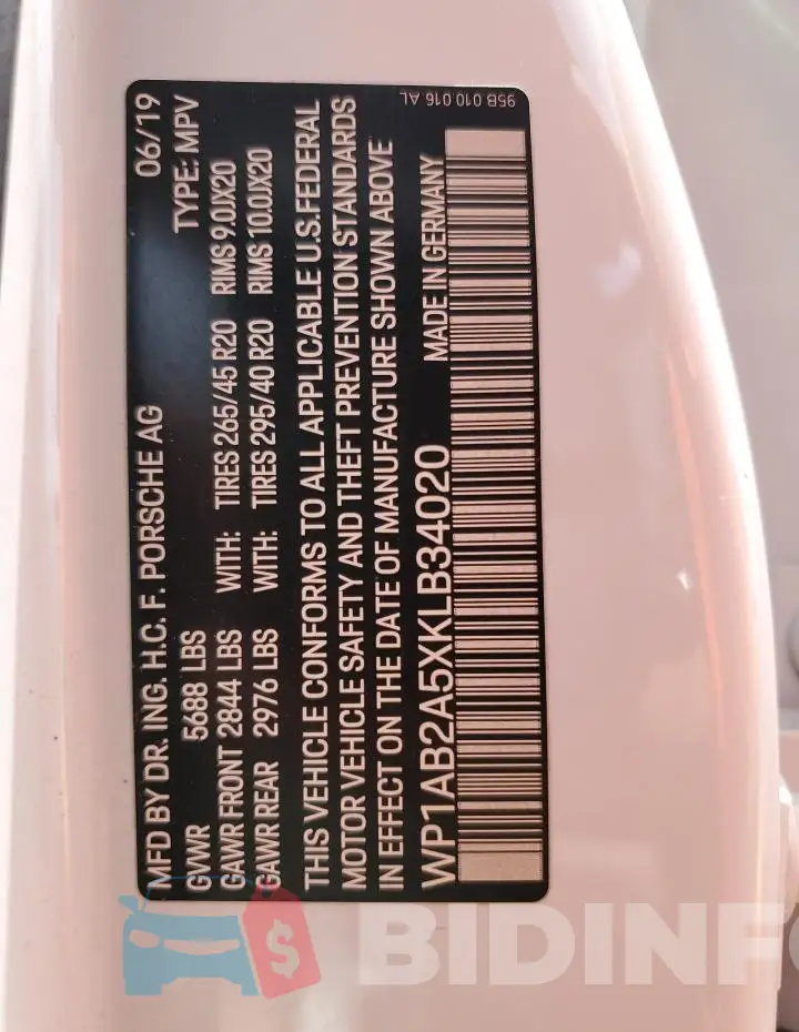 WP1AB2A5XKLB34020 Photo# 13