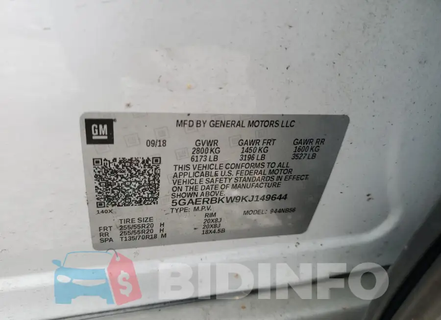 5GAERBKW9KJ149644 Photo# 14