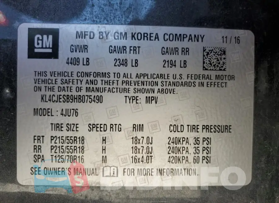 KL4CJESB9HB075490 Photo# 12