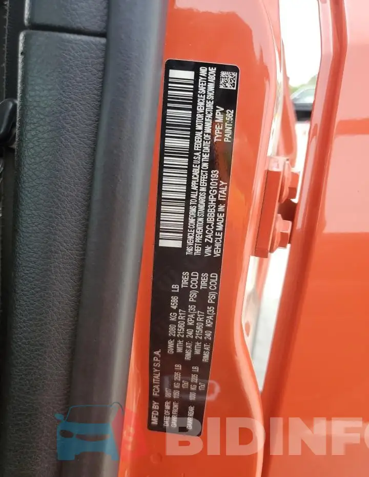 ZACCJBBB3HPG10193 Photo# 12