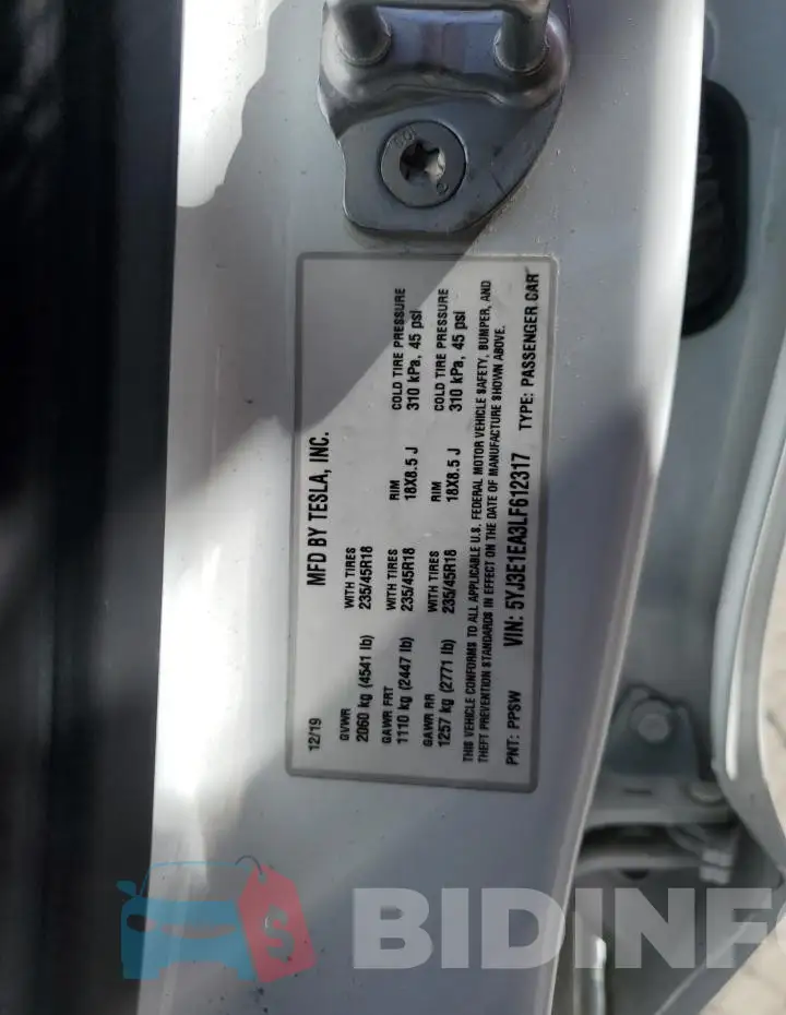 5YJ3E1EA3LF612317 Photo# 12