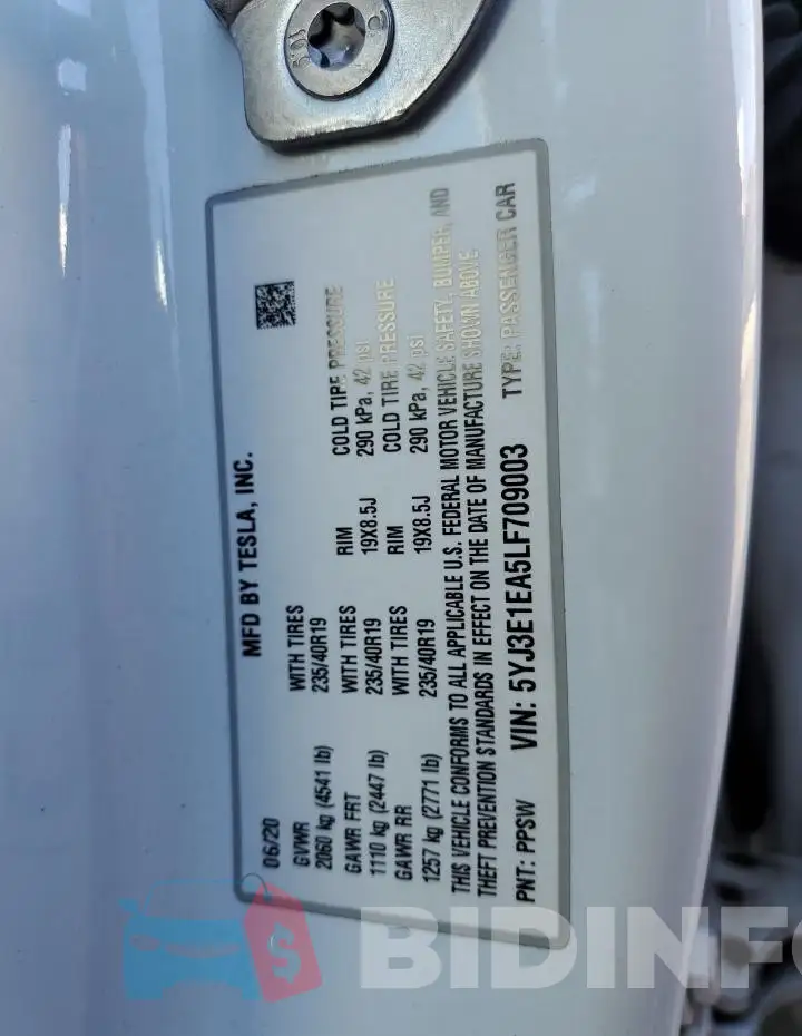 5YJ3E1EA5LF709003 Photo# 12