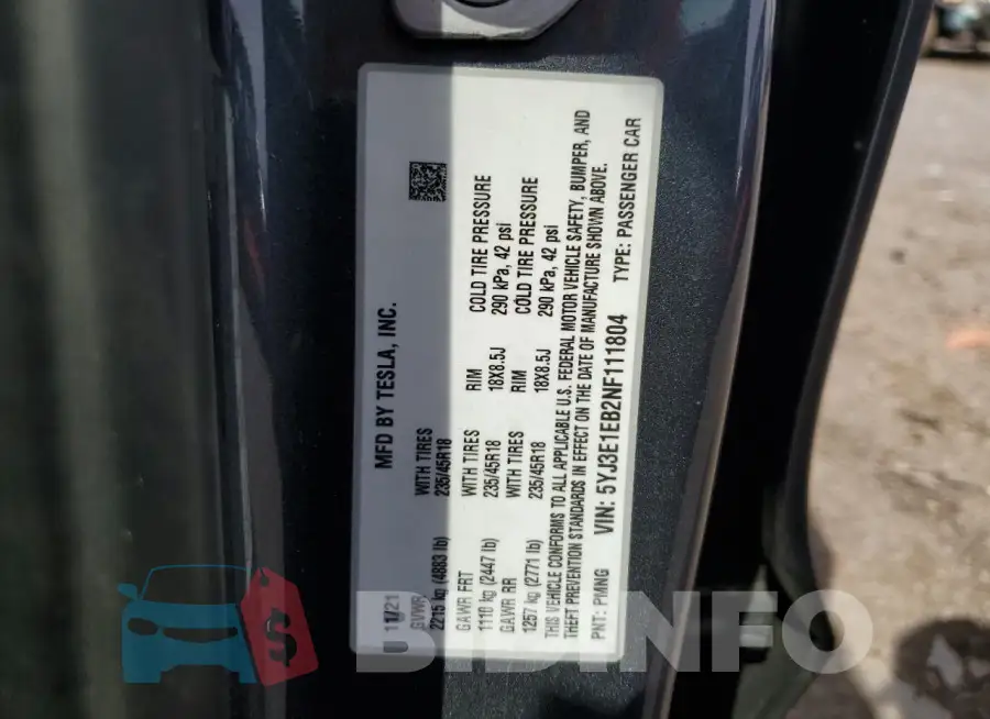 5YJ3E1EB2NF111804 Photo# 12