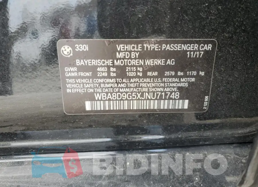 WBA8D9G5XJNU71748 Photo# 12