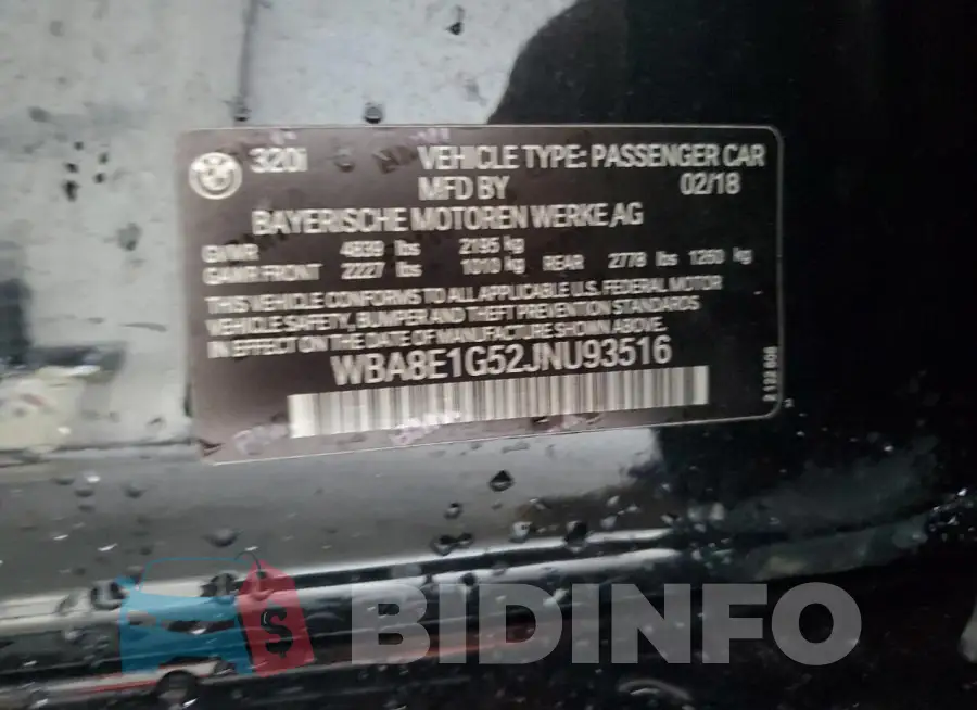 WBA8E1G52JNU93516 Photo# 12