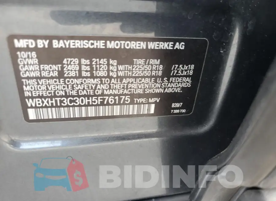 WBXHT3C30H5F76175 Photo# 14