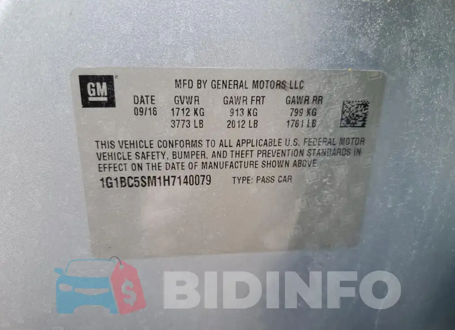 1G1BC5SM1H7140079 Photo# 12