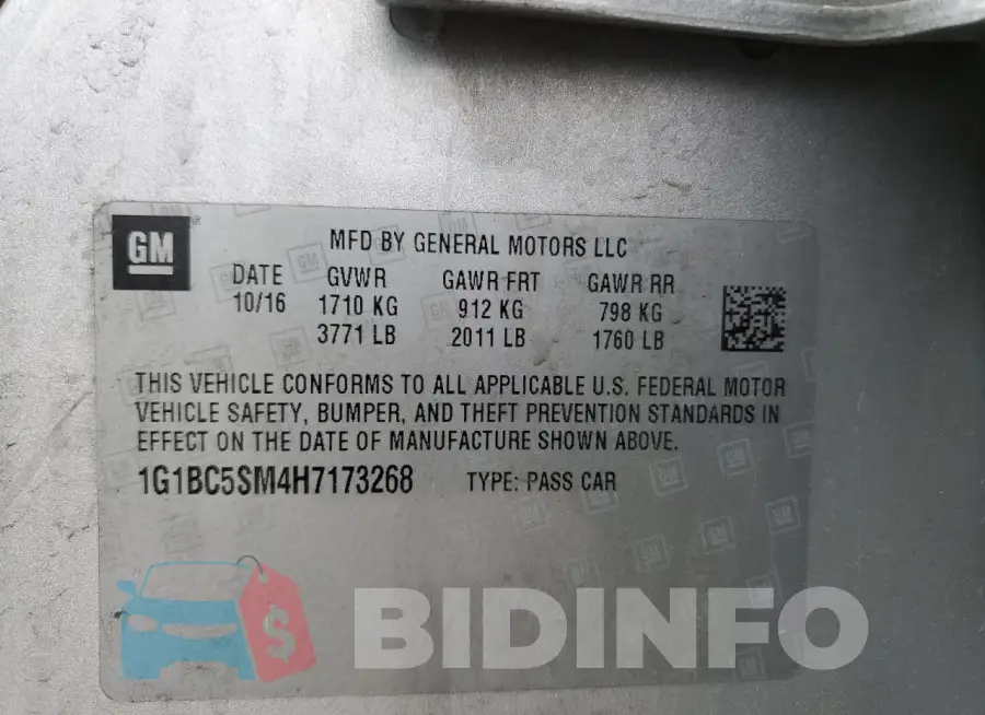 1G1BC5SM4H7173268 Photo# 13