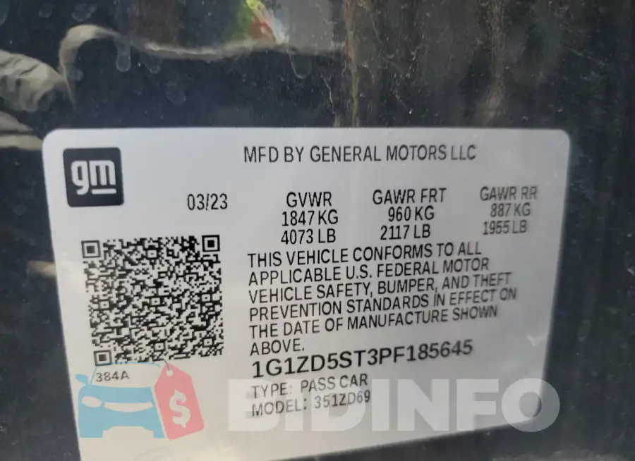 1G1ZD5ST3PF185645 Photo# 12