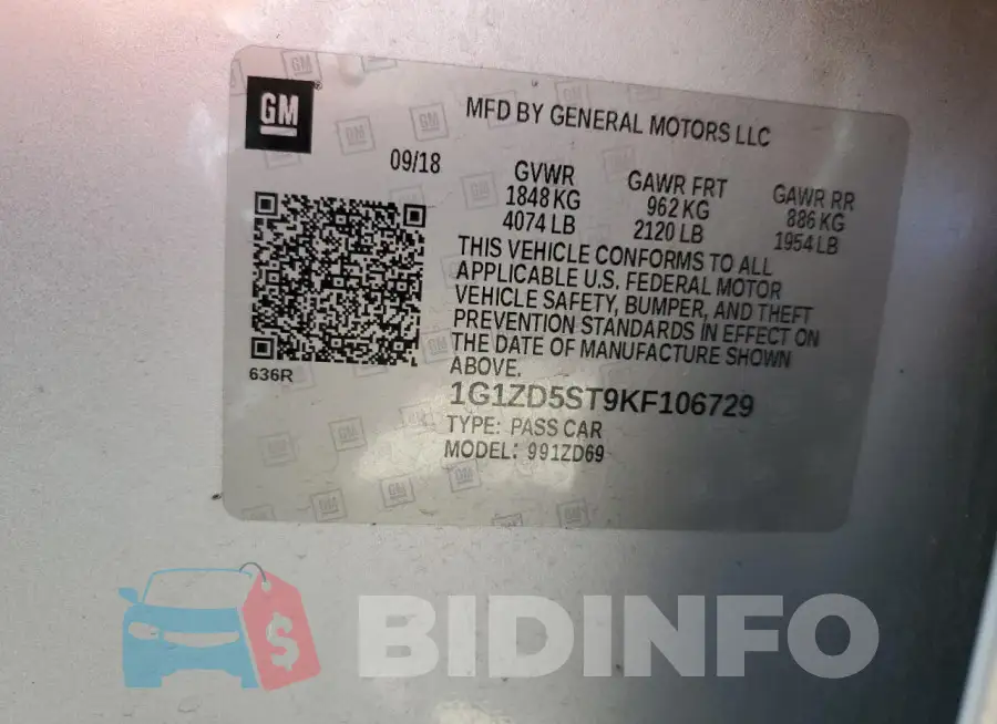 1G1ZD5ST9KF106729 Photo# 12