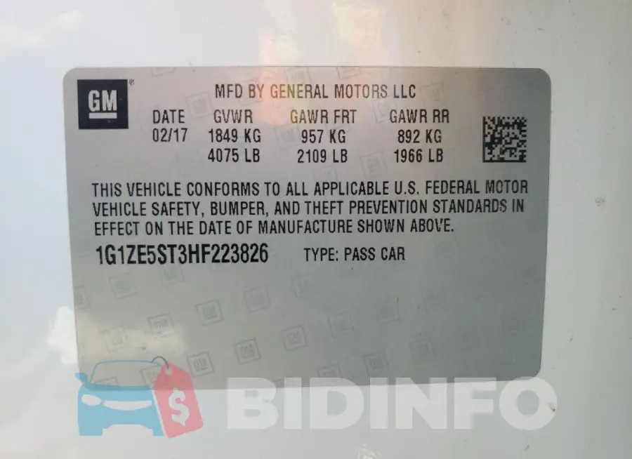 1G1ZE5ST3HF223826 Photo# 12