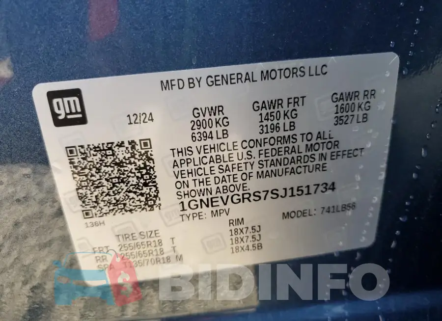 1GNEVGRS7SJ151734 Photo# 13