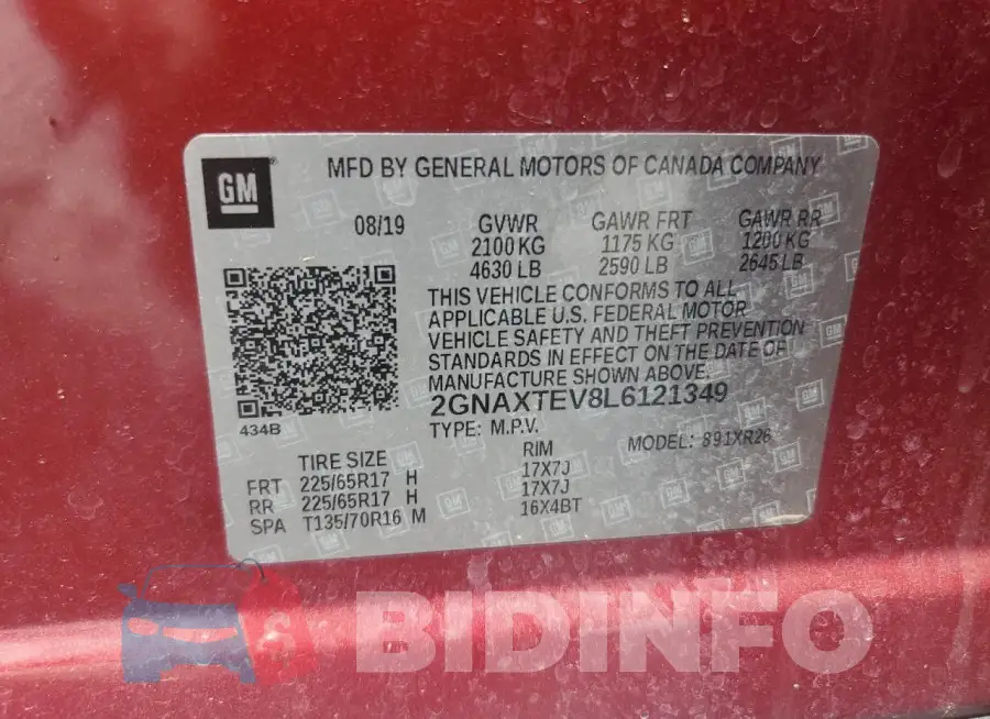 2GNAXTEV8L6121349 Photo# 13