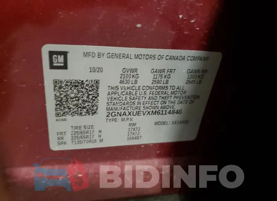 2GNAXUEVXM6114846 Photo# 13