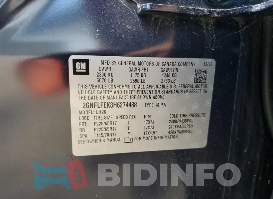 2GNFLFEK8H6274488 Photo# 13