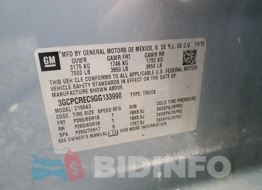 3GCPCREC9GG133990 Photo# 12