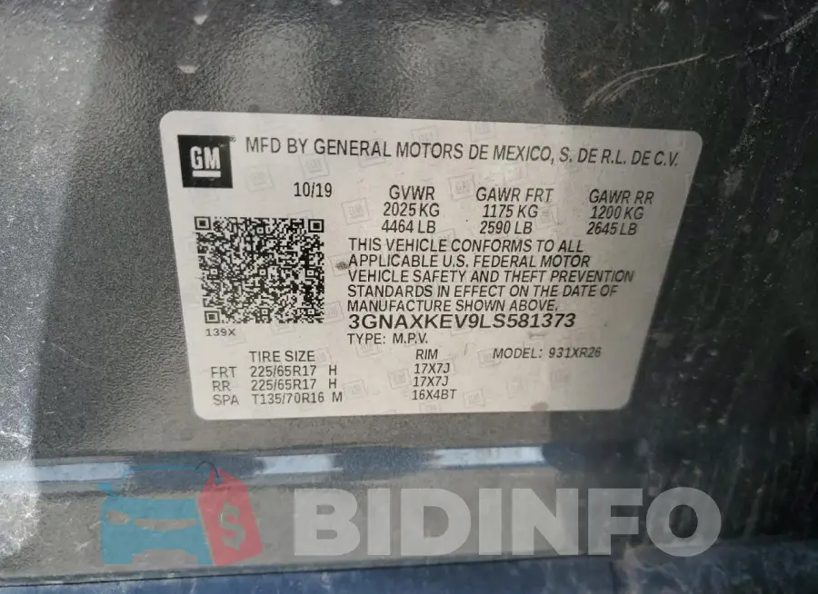 3GNAXKEV9LS581373 Photo# 13
