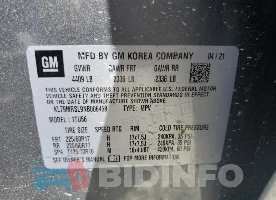 KL79MRSL9NB006458 Photo# 14