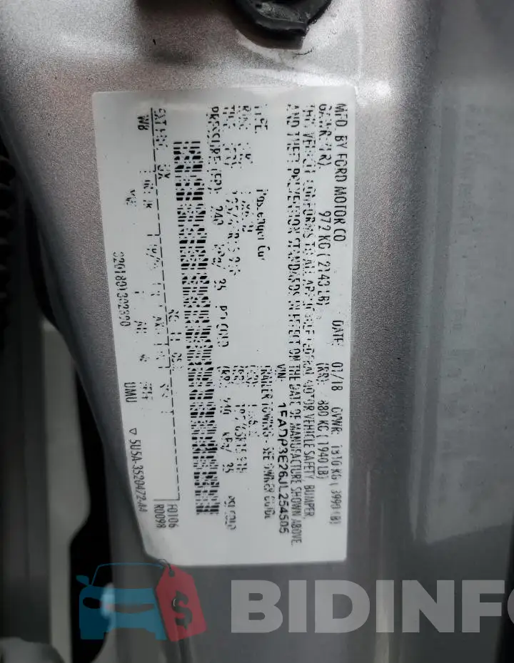1FADP3E26JL254505 Photo# 12