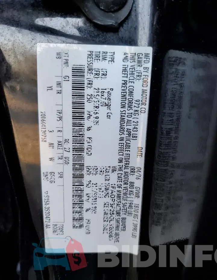1FADP3F25GL320680 Photo# 13