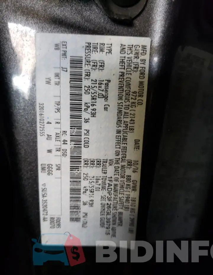 1FADP3F26GL397915 Photo# 12