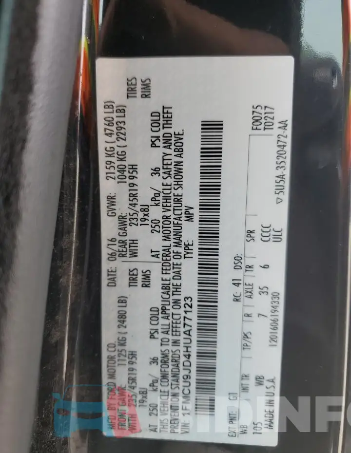 1FMCU9JD4HUA77123 Photo# 13