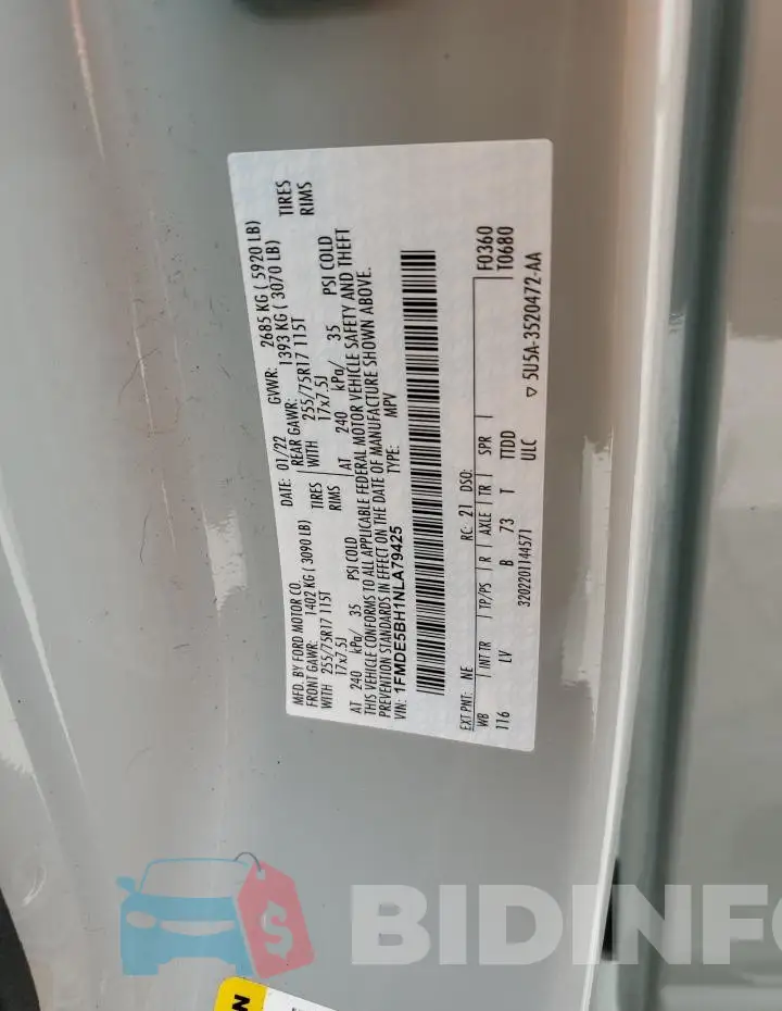 1FMDE5BH1NLA79425 Photo# 12