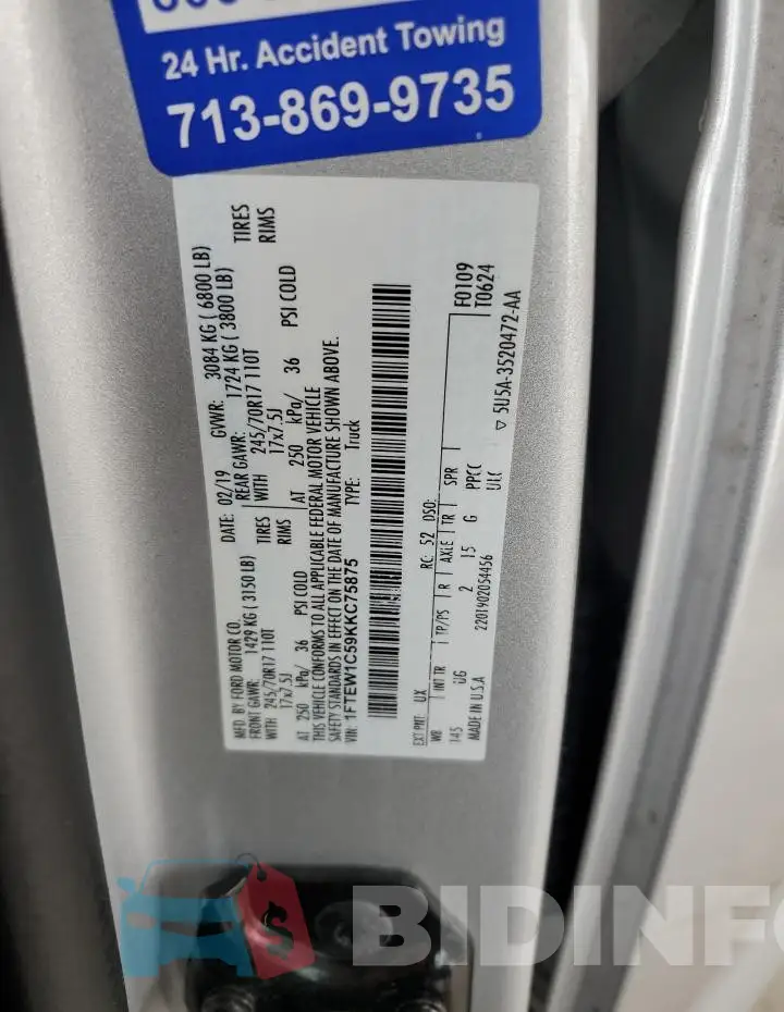 1FTEW1C59KKC75875 Photo# 12