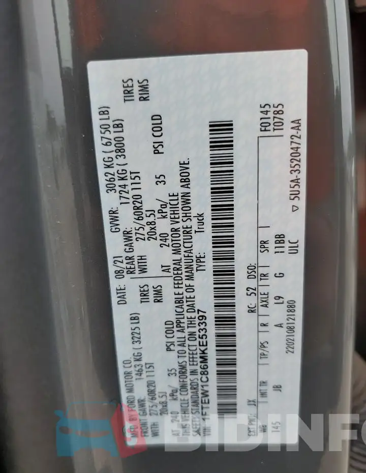 1FTEW1C86MKE53397 Photo# 12