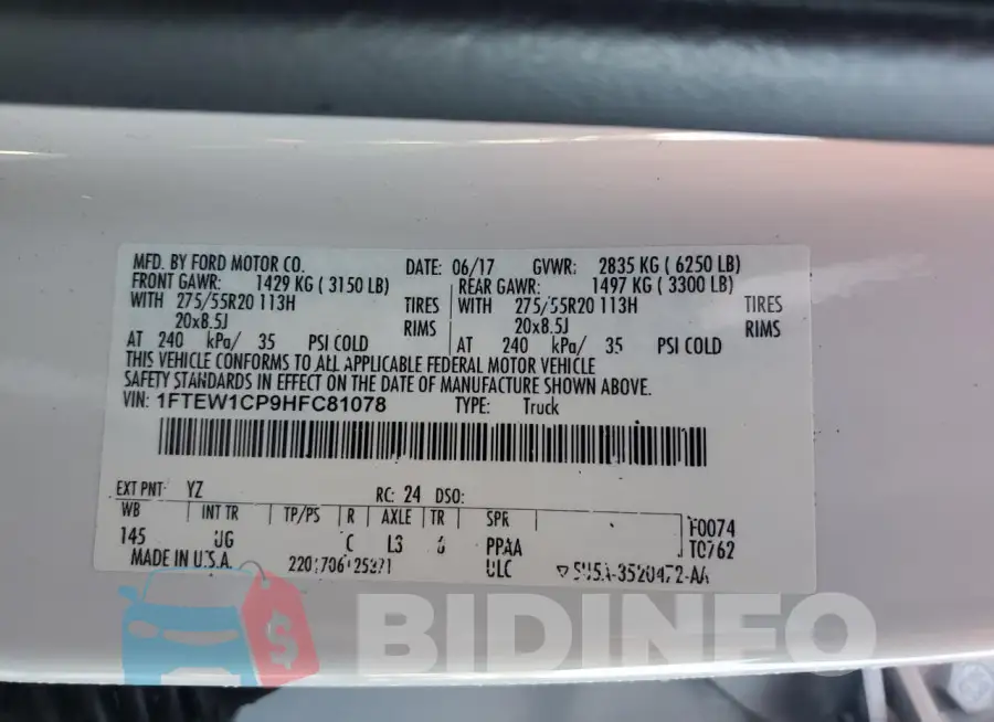 1FTEW1CP9HFC81078 Photo# 12
