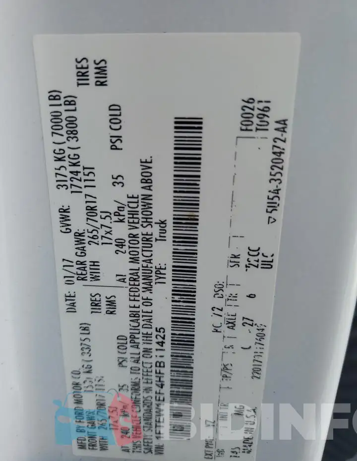 1FTEW1EF4HFB11425 Photo# 12