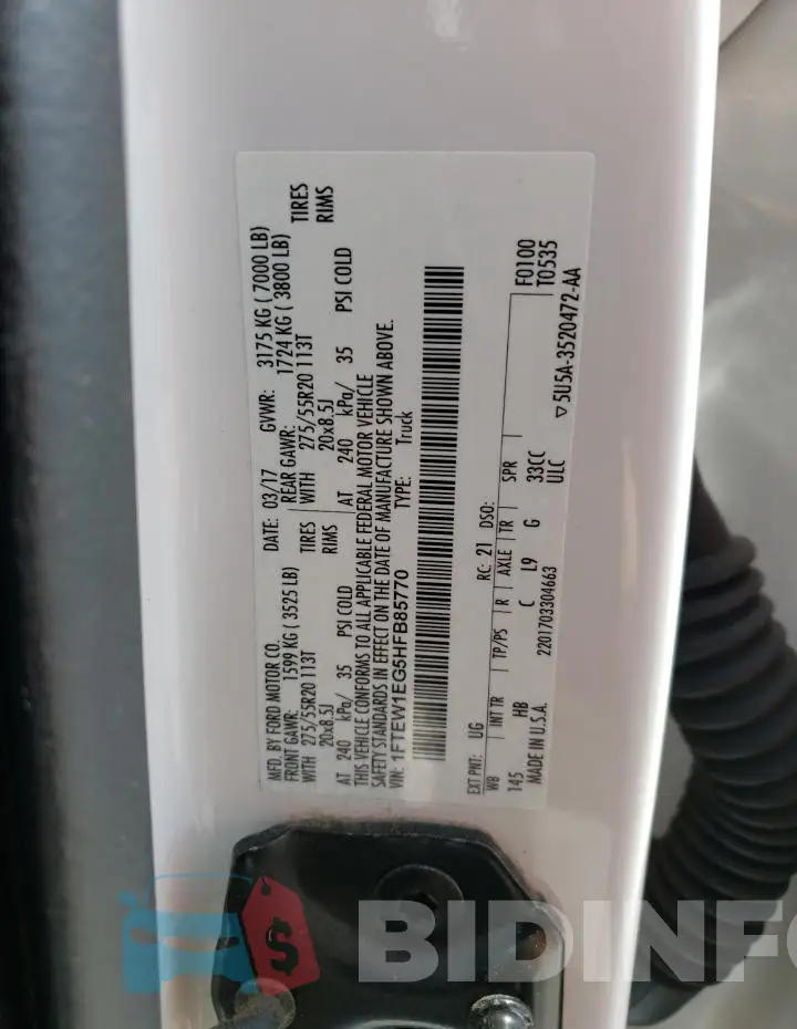 1FTEW1EG5HFB85770 Photo# 12