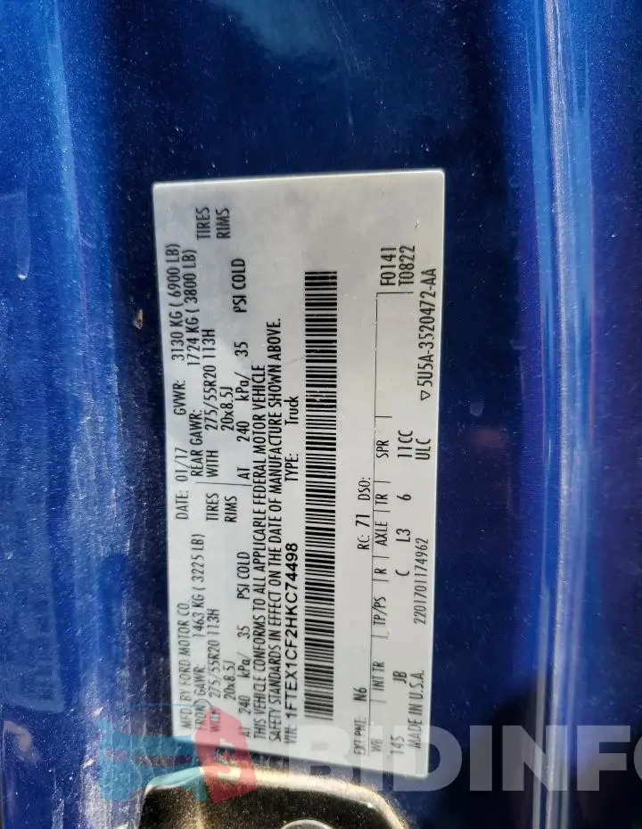 1FTEX1CF2HKC74498 Photo# 13
