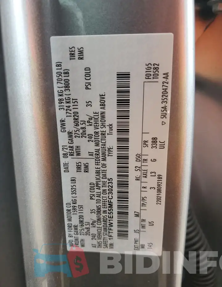 1FTFW1E55MFC30235 Photo# 12