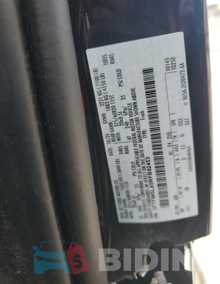 1FTFW5L85RFB92453 Photo# 13
