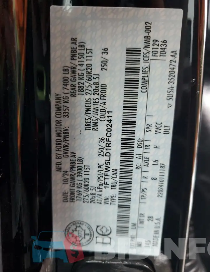 1FTFW5LD1RFC02411 Photo# 13