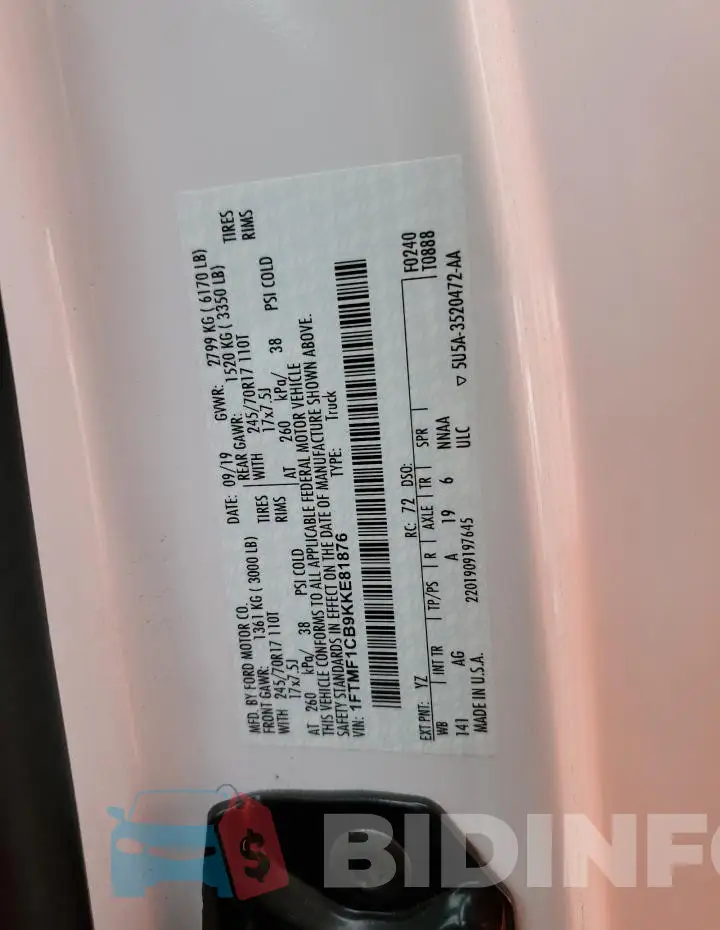 1FTMF1CB9KKE81876 Photo# 13