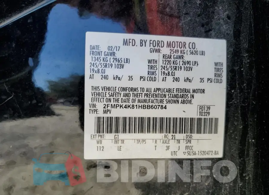 2FMPK4K81HBB60784 Photo# 14