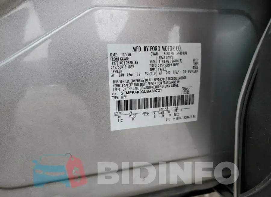 2FMPK4K93LBA89721 Photo# 12
