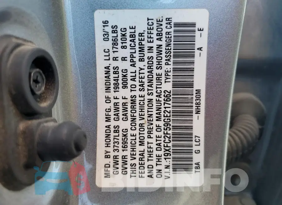 19XFC2F59GE217662 Photo# 12