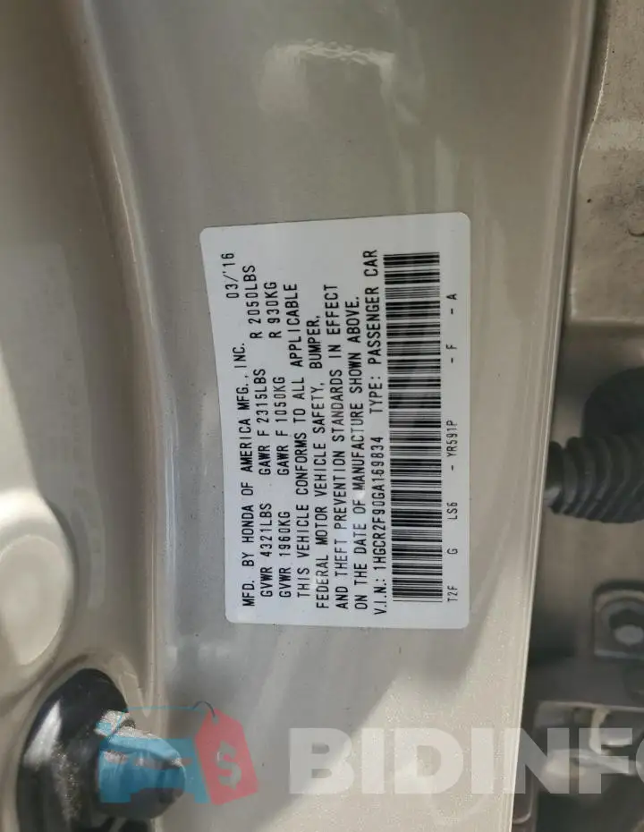 1HGCR2F90GA169834 Photo# 12