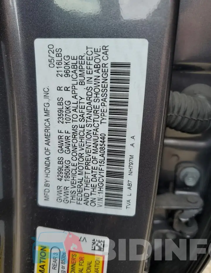 1HGCV1F15LA085440 Photo# 12