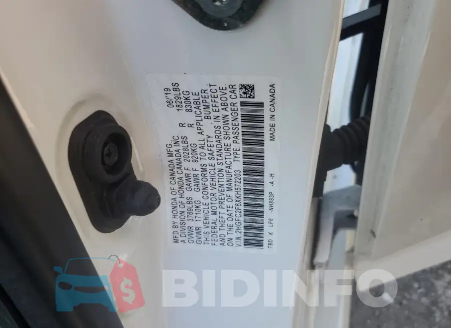 2HGFC2F6XKH572203 Photo# 13
