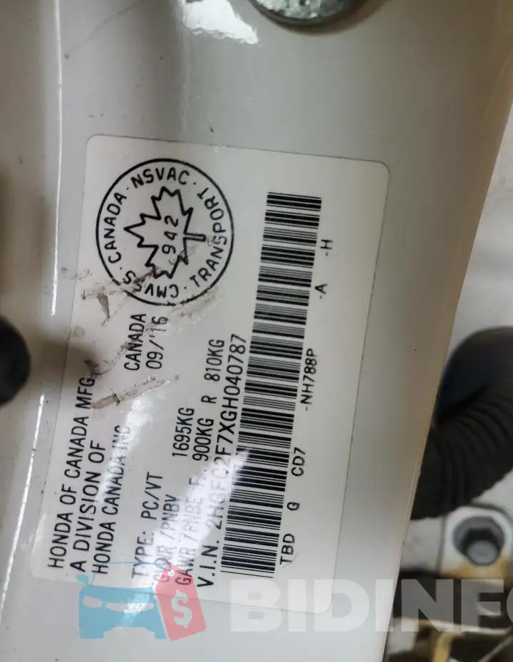 2HGFC2F7XGH040787 Photo# 12